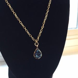GORG Blue druzy genuine stone on 18” gold chain